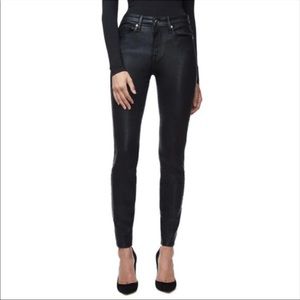 GOOD AMERICAN Good Legs Waxed Coated Black Jeans